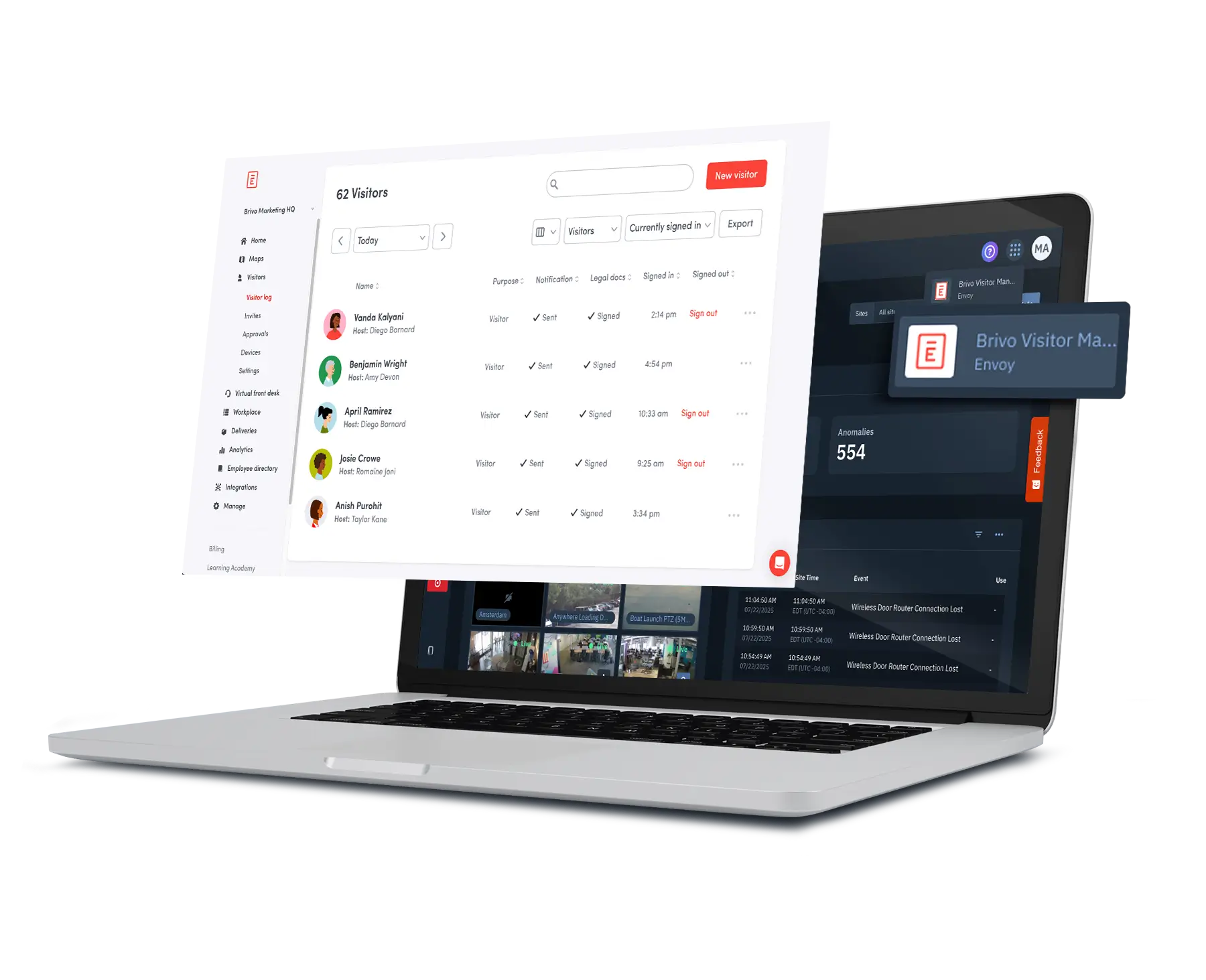 product new_brivo visitor and envoy BSS screenshot